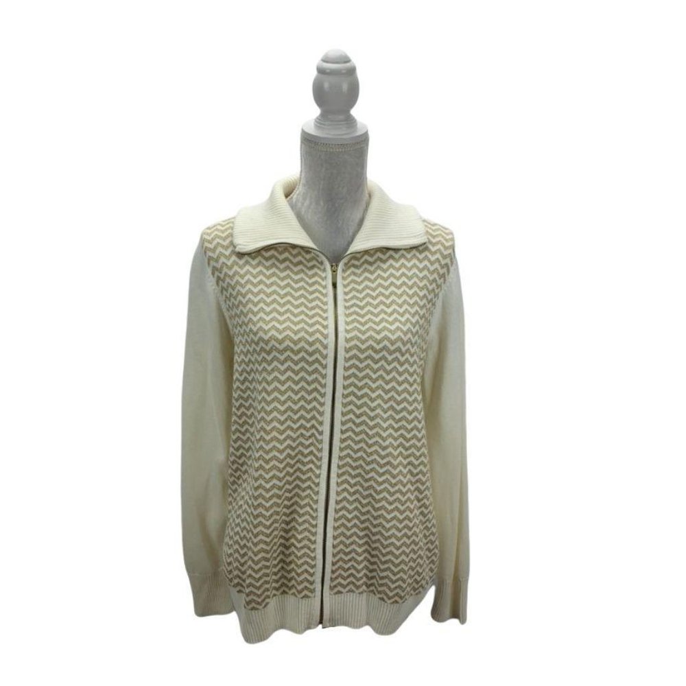Weekends By Chico's Full Zip‎ Sweater Jacket Size L